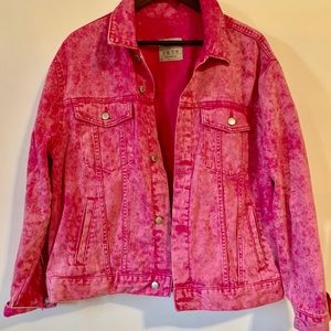 New Pink Plus Oversized Denim Jacket Acid Wash